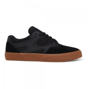 Black / Brown DC Kalis Vulc Men's Skate Shoes | 82350-IGOK