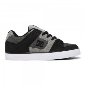 Black / Grey DC Pure Men's Skate Shoes | 68279-AQJI