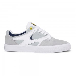 Grey / White DC Kalis Vulc Men's Skate Shoes | 45682-BGVQ