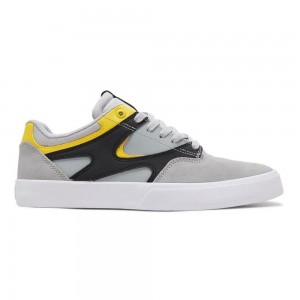 Grey / Yellow DC Kalis Vulc Men's Skate Shoes | 18402-WIHA