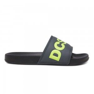 Grey / Yellow DC Slides Kids' Sandals | 08753-AIFN