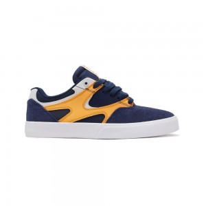 Navy / Orange DC Kalis Vulc Men's Skate Shoes | 47253-UTWA