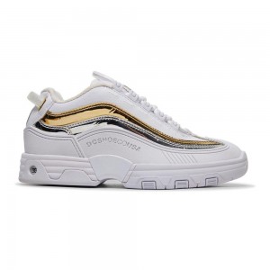 White / Gold DC Legacy OG Women's Trainers | 30956-FQZM