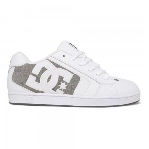 White / Grey DC Net Men's Skate Shoes | 37596-TOKM