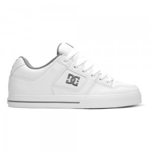 White / Grey DC Pure Men's Skate Shoes | 57098-JAOY