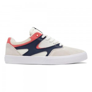 White / Navy DC Kalis Vulc Men's Skate Shoes | 46893-SKCH