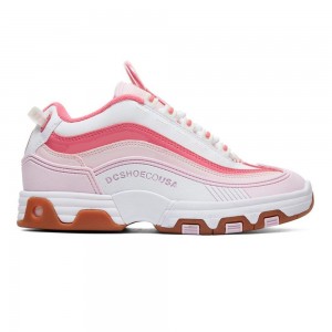 White / Pink DC Legacy OG Women's Trainers | 29371-YKBO