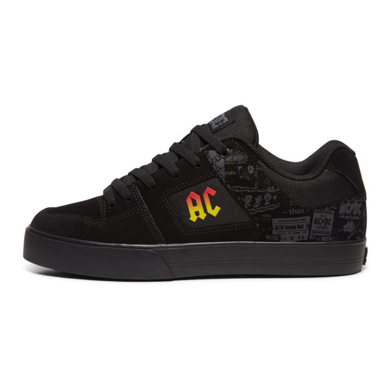 Black / Grey DC Pure Men's Skate Shoes | 62097-WMXR