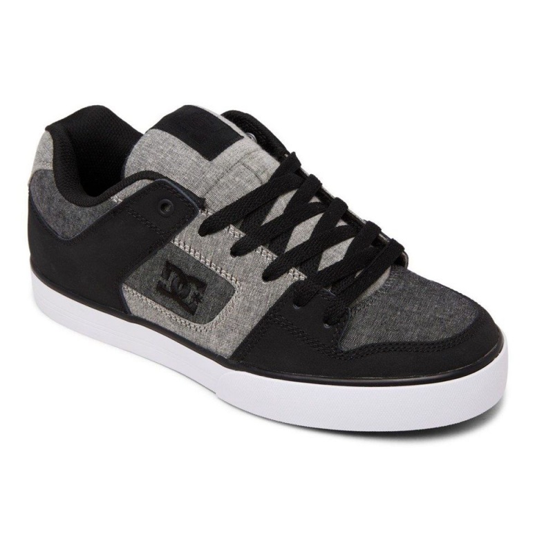 Black / Grey DC Pure Men's Skate Shoes | 68279-AQJI