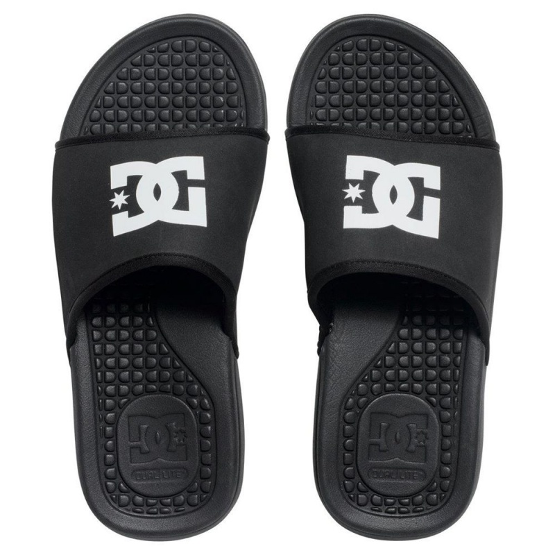 Black / White DC Bolsa Men's Sandals | 43985-MTZJ