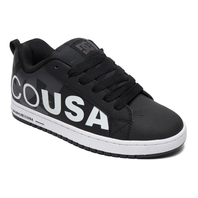 Black / White DC Court Graffik Men's Skate Shoes | 07691-LGKX