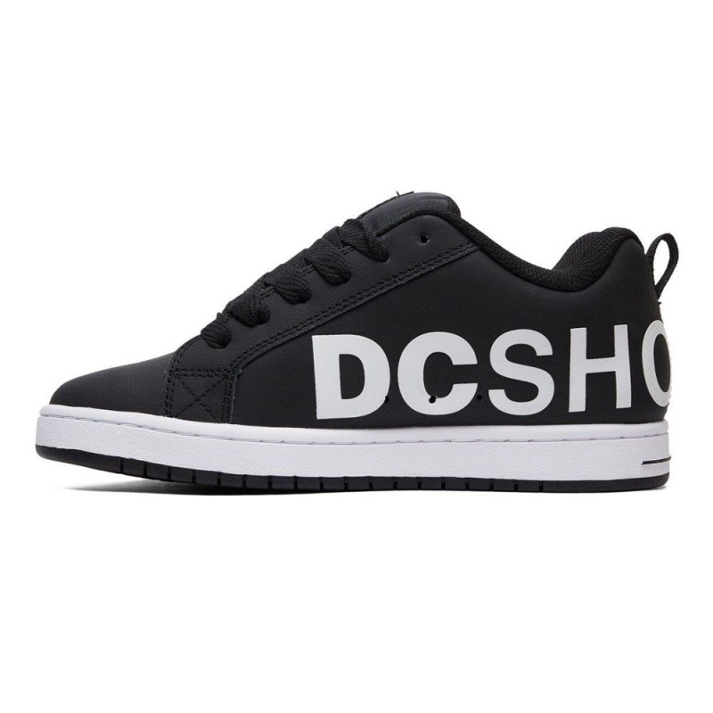 Black / White DC Court Graffik Men's Skate Shoes | 07691-LGKX