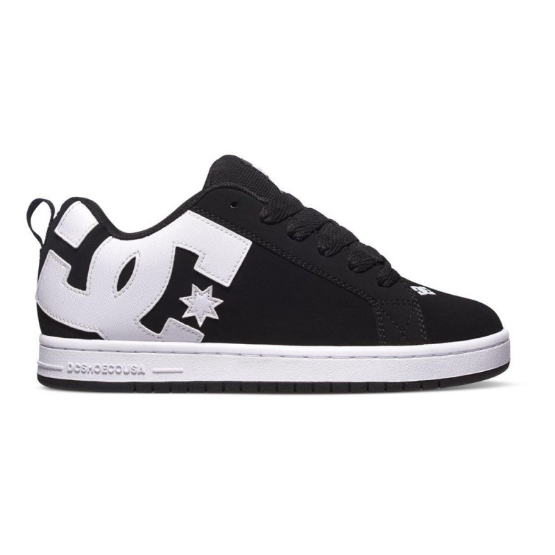 Black / White DC Court Graffik Men\'s Skate Shoes | 45690-WROK