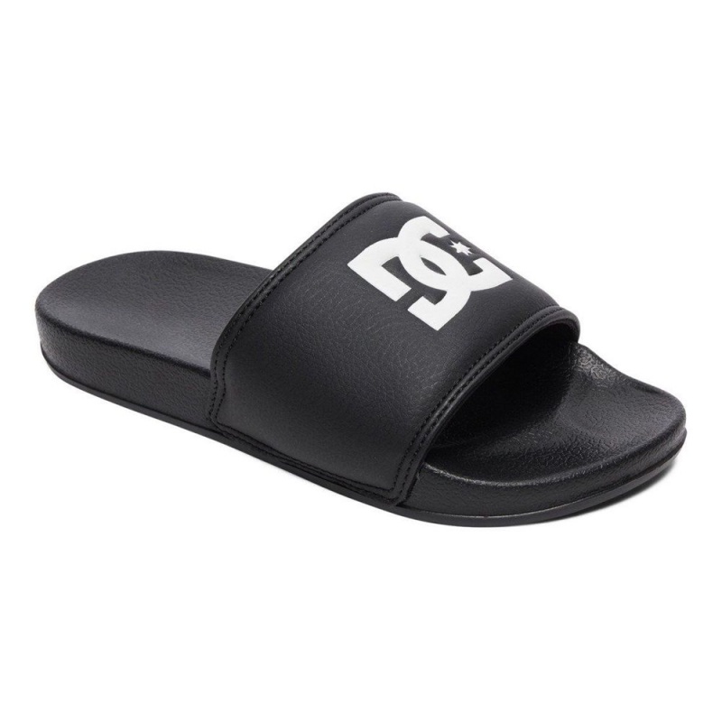 Black / White DC Slides Kids' Sandals | 85490-QREV