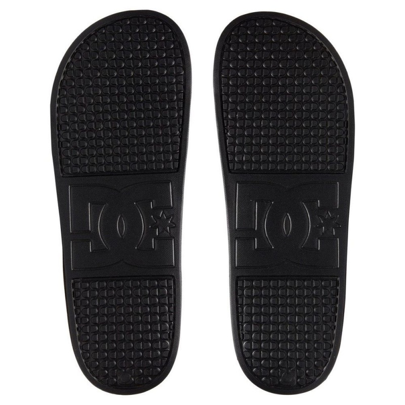 Black / White DC Slides Men's Sandals | 21976-QADM