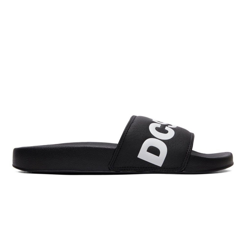 Black / White DC Slides Men\'s Sandals | 21976-QADM