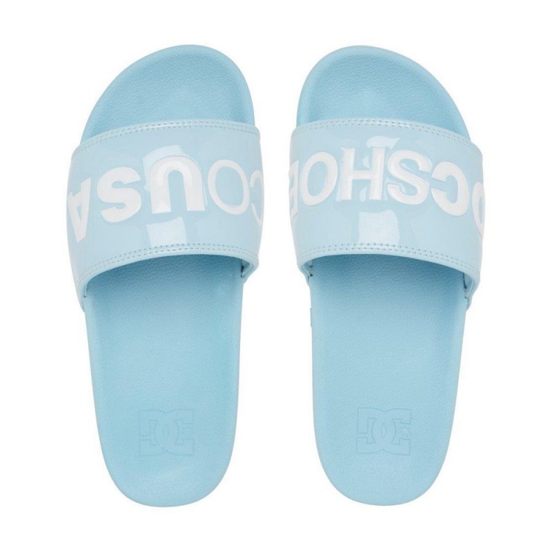 Blue / White DC Slides Women's Sandals | 51328-GCNR