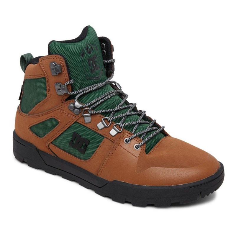 Brown / Green DC Pure Men's Boots | 10654-EGRJ