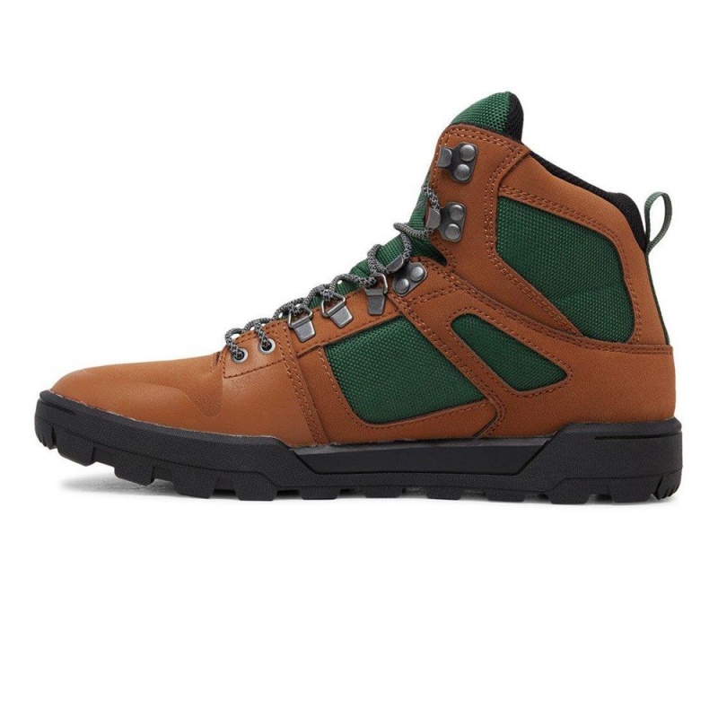 Brown / Green DC Pure Men's Boots | 10654-EGRJ