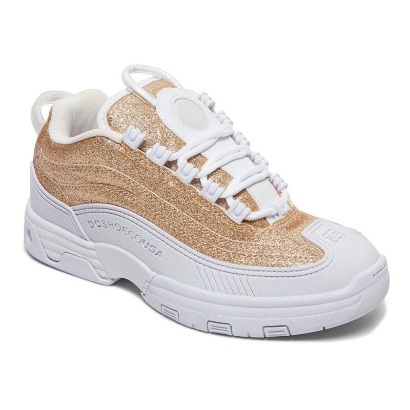 Gold / White DC Legacy OG Women's Trainers | 93168-JDWM