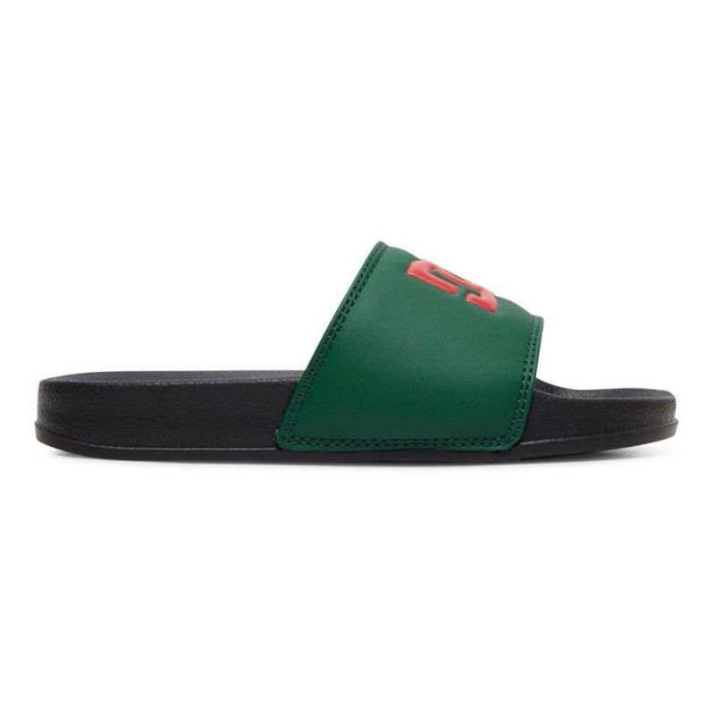 Green / Red DC Slides Kids\' Sandals | 20589-ZRKF 