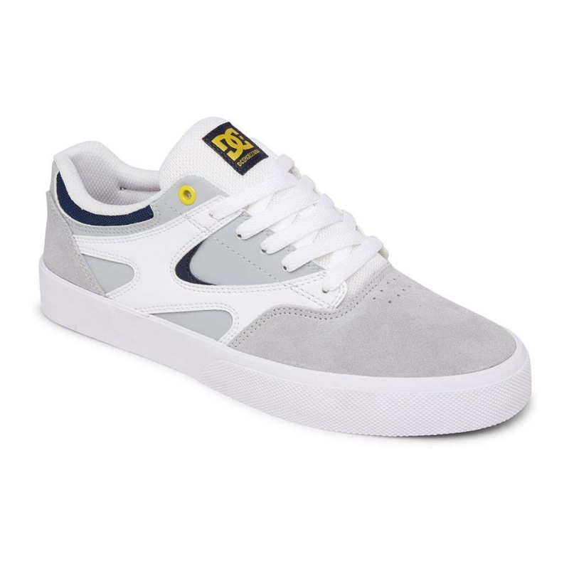 Grey / White DC Kalis Vulc Men's Skate Shoes | 45682-BGVQ