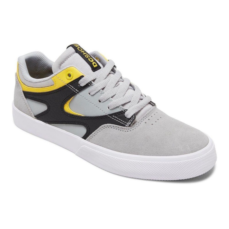 Grey / Yellow DC Kalis Vulc Men's Skate Shoes | 18402-WIHA