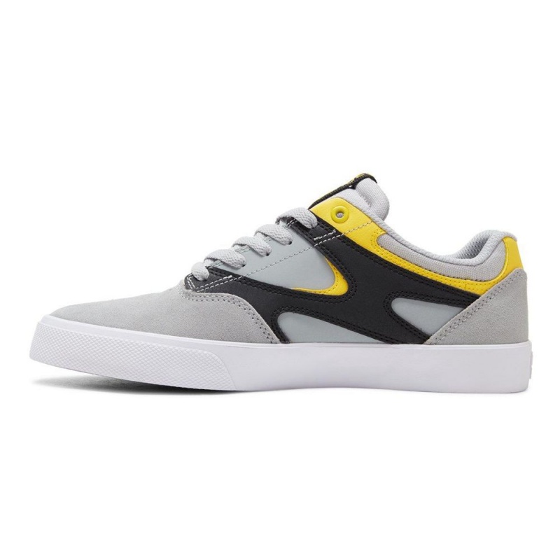 Grey / Yellow DC Kalis Vulc Men's Skate Shoes | 18402-WIHA