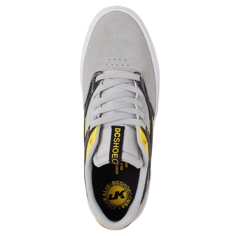 Grey / Yellow DC Kalis Vulc Men's Skate Shoes | 18402-WIHA