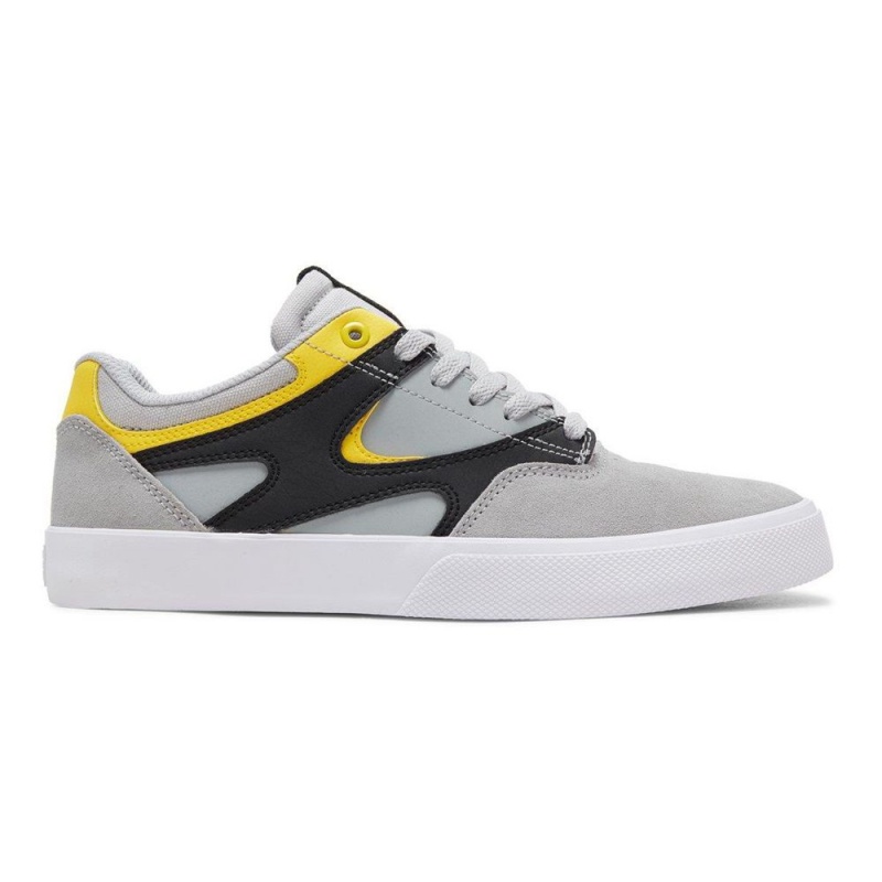 Grey / Yellow DC Kalis Vulc Men\'s Skate Shoes | 18402-WIHA