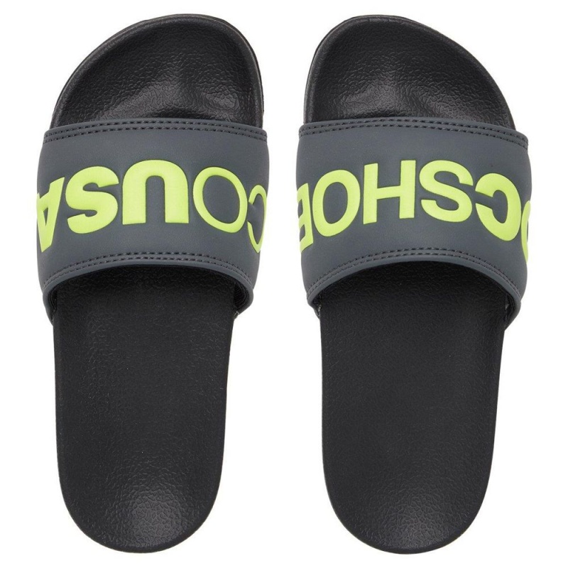 Grey / Yellow DC Slides Kids' Sandals | 08753-AIFN