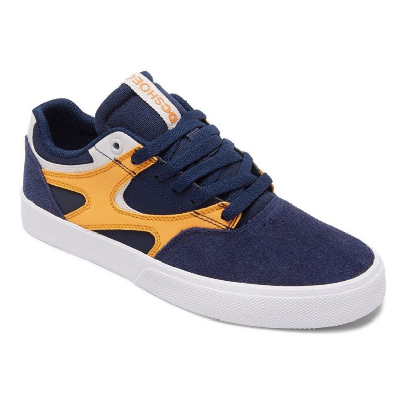 Navy / Orange DC Kalis Vulc Men's Skate Shoes | 47253-UTWA