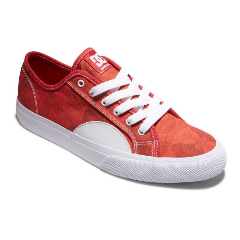 Red / White DC Manual Men's Skate Shoes | 61054-MHZW