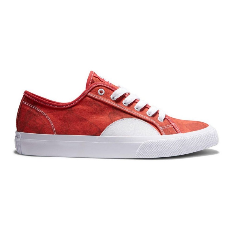 Red / White DC Manual Men\'s Skate Shoes | 61054-MHZW