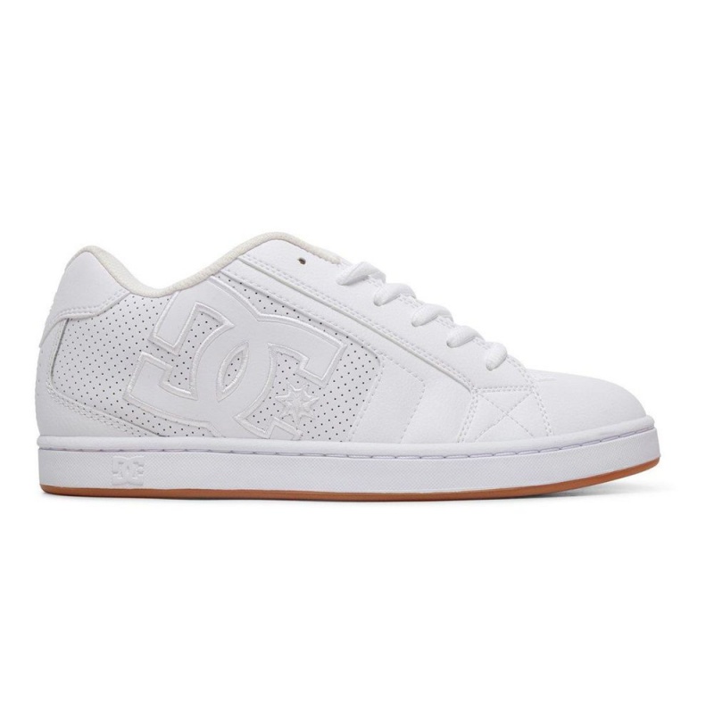 White DC Net Men\'s Skate Shoes | 95761-HVBI