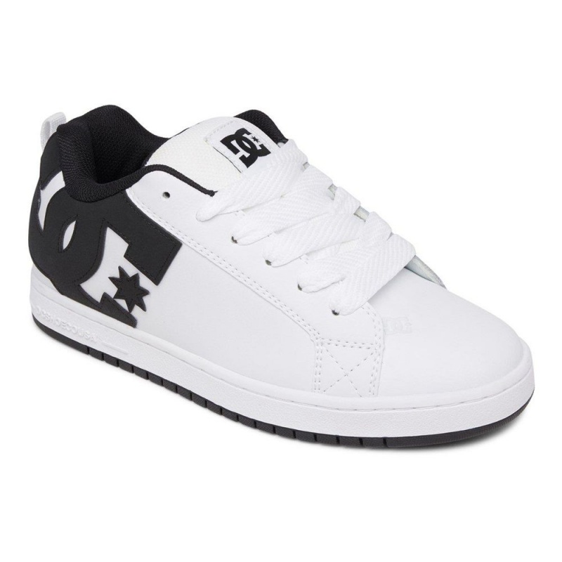 White / Black DC Court Graffik Men's Skate Shoes | 78036-VHFZ