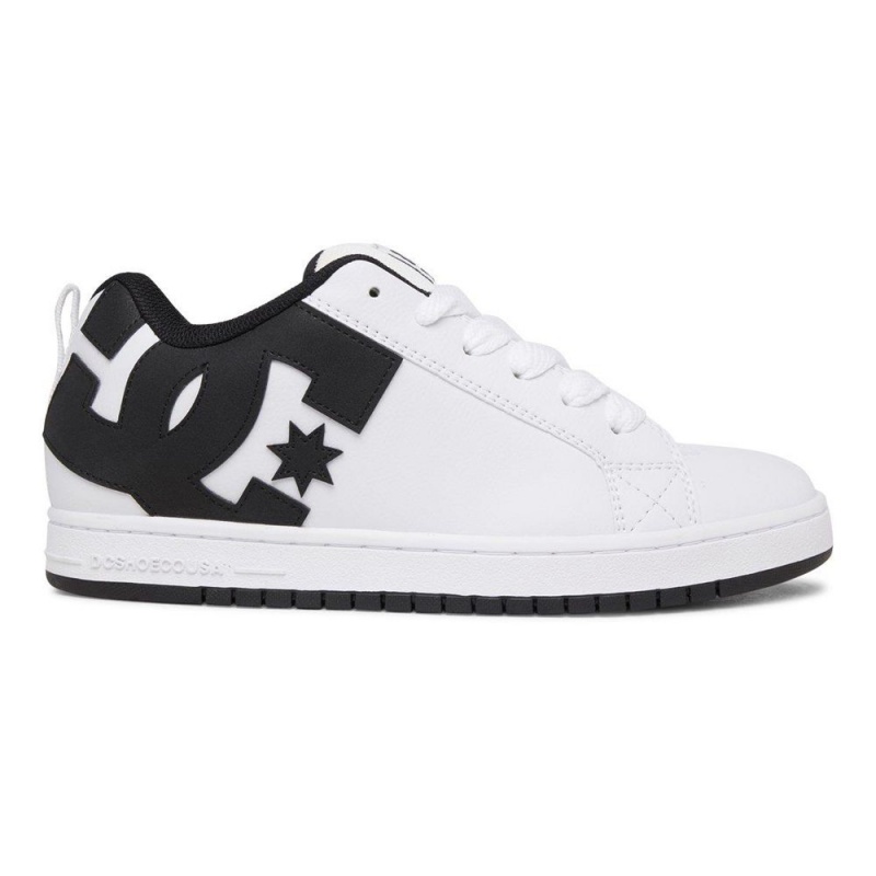 White / Black DC Court Graffik Men\'s Skate Shoes | 78036-VHFZ