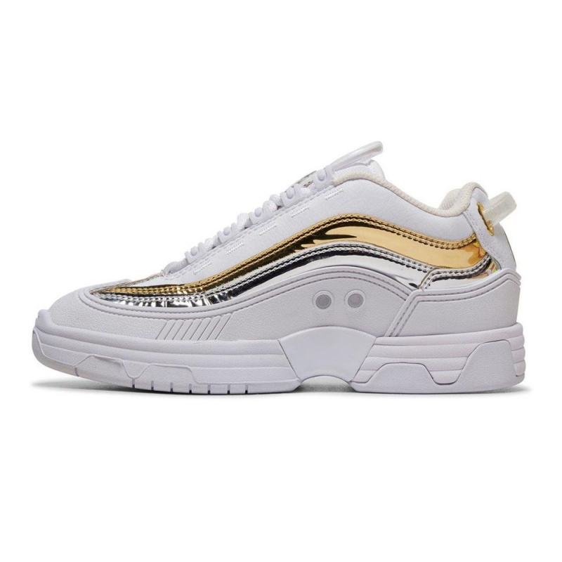 White / Gold DC Legacy OG Women's Trainers | 30956-FQZM