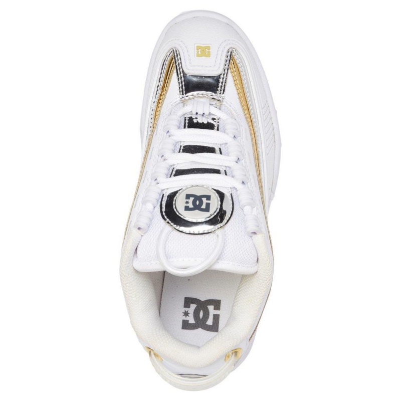 White / Gold DC Legacy OG Women's Trainers | 30956-FQZM