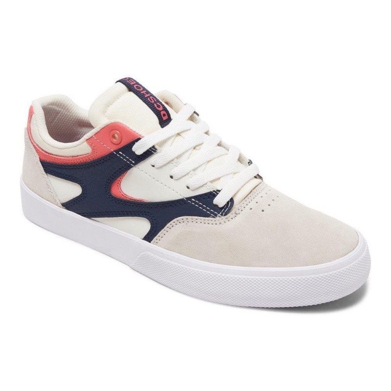 White / Navy DC Kalis Vulc Men's Skate Shoes | 46893-SKCH