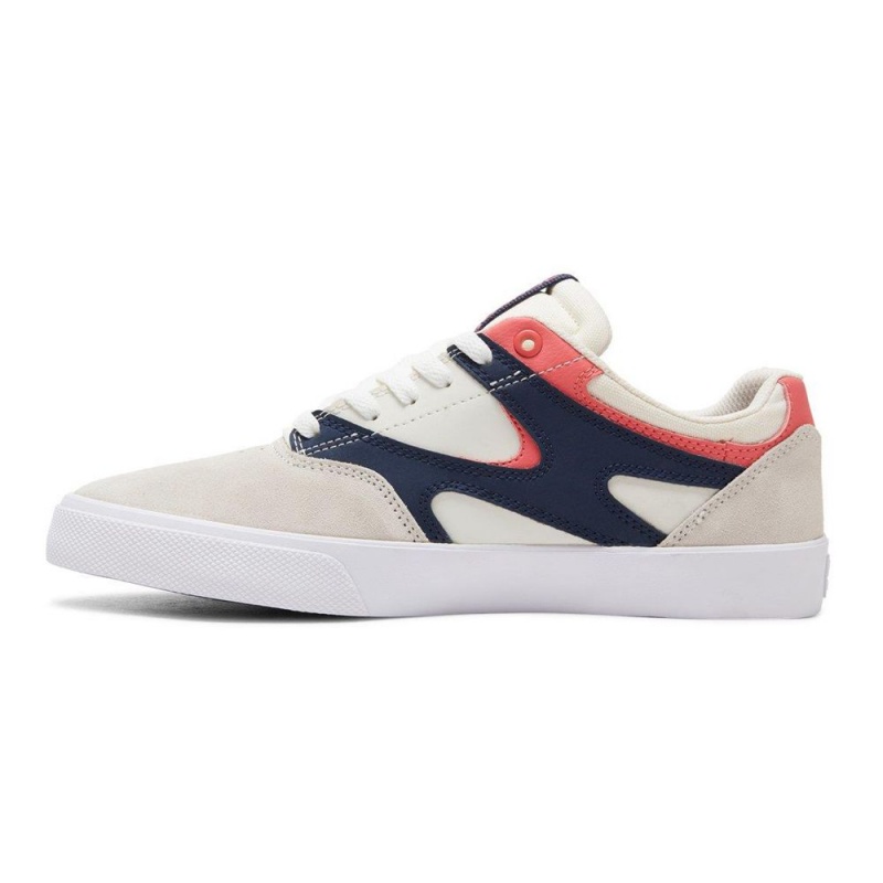 White / Navy DC Kalis Vulc Men's Skate Shoes | 46893-SKCH