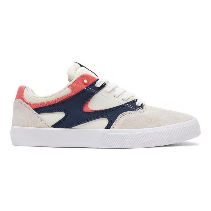 White / Navy DC Kalis Vulc Men\'s Skate Shoes | 46893-SKCH