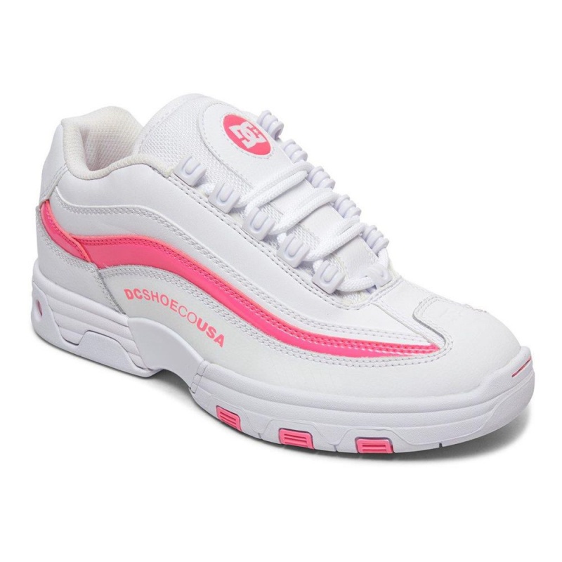 White / Pink DC Legacy Lite Women's Trainers | 40618-RMJA