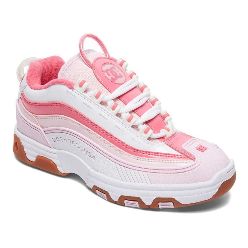 White / Pink DC Legacy OG Women's Trainers | 29371-YKBO