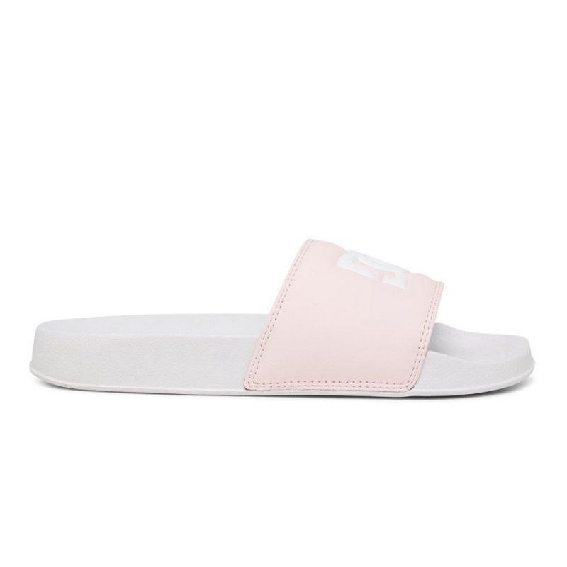 White / Pink DC Slides Women\'s Sandals | 61932-RJKD